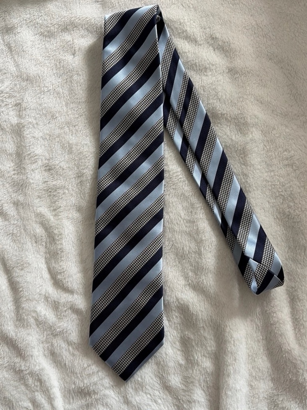 Canali Striped Tie in Light Blue and Navy